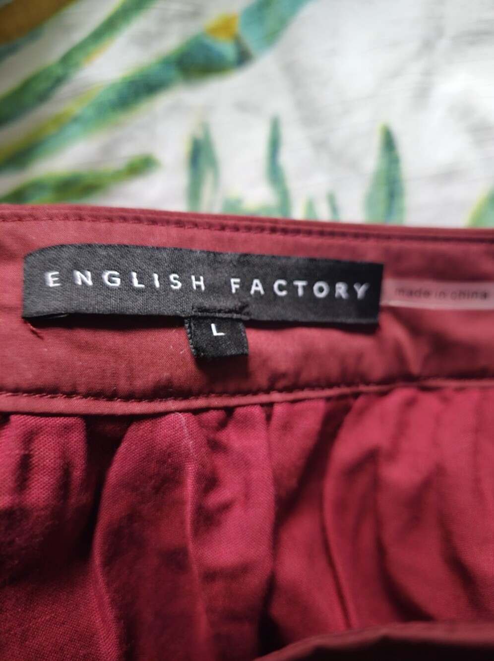 English Factory Burgundy Tiered Ruffle Midi Skirt Size L Cotton Blend Cottagecor - Picture 4 of 5
